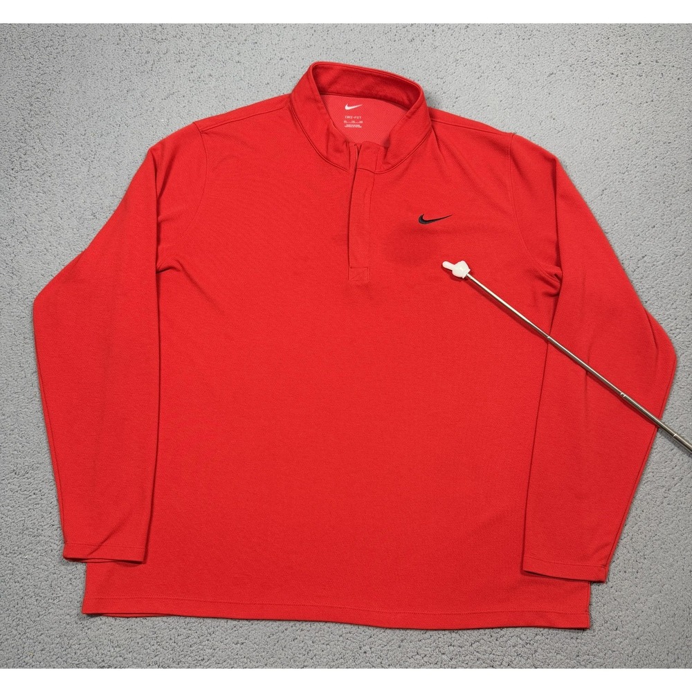 Nike Dri-FIT Pullover Mens 2XL Red 1/4 Zip Long Sleeve Athletic Performance Top